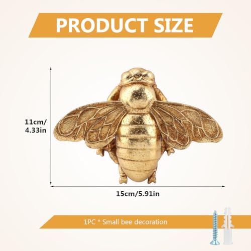 DOQXYAVM Gold Honey Bee Wall Art Decor, 3D Resin Bee Wall Sculpture, Hanging Insect Home Decoration for Living Room, Bedroom, Bathroom, Kitchen (S) - Image 2
