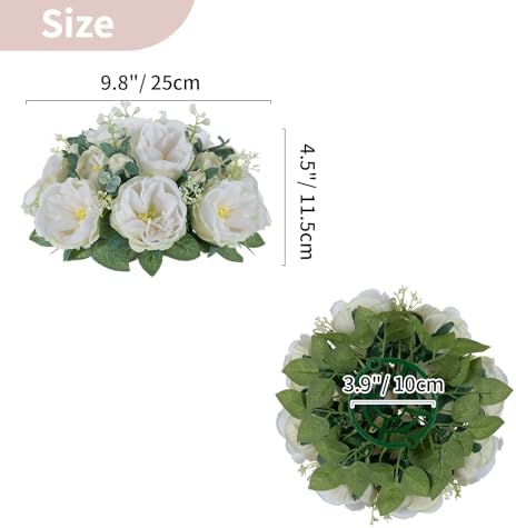 NUPTIO Artificial Flowers Ball Centerpiece: White Fake Kissing Rose, 10 Pcs - Image 5