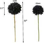 Tinsow 12PCS Halloween Artificial Flowers Black Faux Ball Chrysanthemum - Image 2