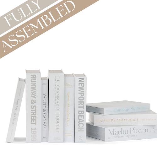 9 Faux Books White- Decorative Box with Hidden Storage, Home Staging Accessories, Coffee Table Decor, Paper Wrapped Bookshelf, White Home Accents, Old Money Aesthetic - Image 2