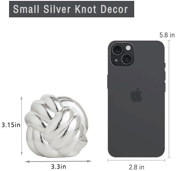 Small Silver Knot Decor, Chain Link Decor, Coffee Table Decor, Book Shelf Decor, Entry Table Decor, Aesthetic Minimalist Decorative Objects for Modern Home Living Room, Desk Decor for Office (Silver) - Image 3