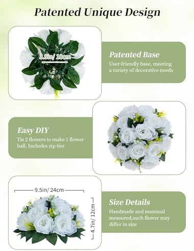 BLOSMON White Roses Artificial Flower for Home Decoration: 2 Pcs, Reusable - Image 6