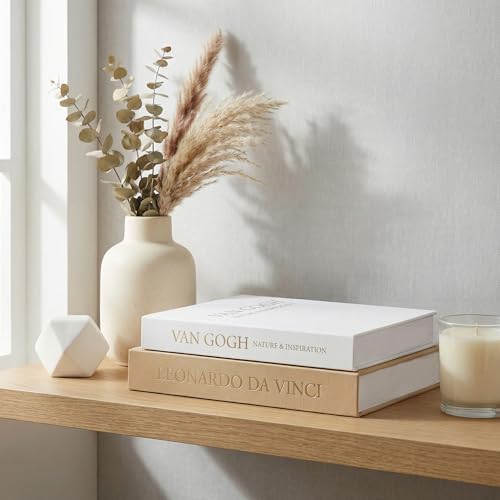 Aesthetic Decorative Books - Set of 2 Linen Boxes with Gold Lettering, Enhance Your Coffee Table, Bookshelf or Mantle Decor - Fake/Faux Books for Home Decoration, Photo & Keepsake Storage - Image 2