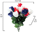 Admired By Nature 14 Stems Artificial Flower Rosebuds Patriotic Memorial Bouquet Cemetery Decorations for Grave, Spring Faux Flower Arrangement, Memorial Day, Veterans Independence Day, Red White Blue - Image 2