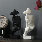 aboxoo Thinker Statue, Silence is Gold Abstract Art Figurine, Modern Home Resin Sculptures Decorative Objects Piano Desktop Decor for Creative Room Home, Office Study Decor (Black) - Image 2
