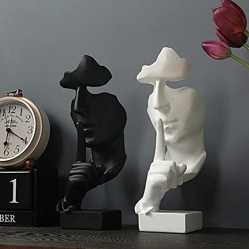 aboxoo Thinker Statue, Silence is Gold Abstract Art Figurine, Modern Home Resin Sculptures Decorative Objects Piano Desktop Decor for Creative Room Home, Office Study Decor (Black) - Image 2