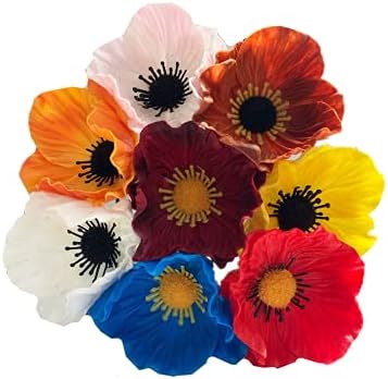 Rikyo 10 Stem 11inch Bouquets Artificial Flowers Poppy Flowers,Faux Anemone PU Fake Wild Flowers for Kitchen Table Centerpiece Vase,Home Wedding Holding Flowers Backdrop Arch Wall (Yellow) - Image 6