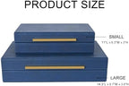 Navy Blue Shagreen box Set of 2 Faux Leather Decorative Boxes,Large Nesting Storage Decorative Boxes with Lids for Modern Home Decor Stacking Jewelry Box Organizer - Image 3