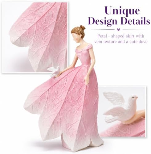 Guichifun Pink Leaf Angel Girls Fairy Statue Home Decoration - Image 3