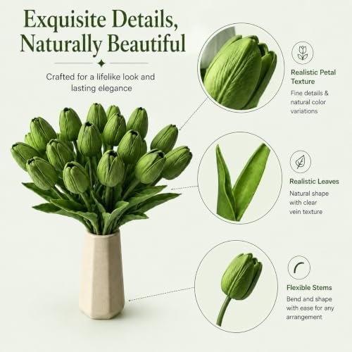 Mandy's 20pcs Artificial Green Tulips - Image 4