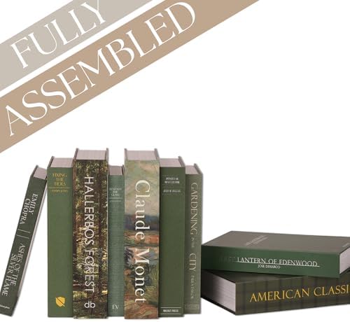 ORITZIO Green Faux Books Set of 9 - Concealed Storage Faux Books Perfect for Coffee Table, Home Staging, Interior Design & Fashion Books, Old Money Asesthetic - Image 2