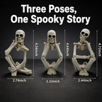 Skeleton Thinker Decor Set of 3, Resin Gothic Figurines for Home Decor, Aesthetic Skull Shelf Decor, Halloween Decorations for Home, Bookshelf & Office Accents - Image 2