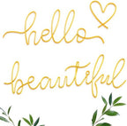 Hicarer Metal Hello Beautiful Wall Art Minimalist Wall Decor, Gold by Hicarer