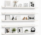 36inch Long Floating Shelves for Wall Decor, 5-Set Shelves with Lip, White by RicherHouse