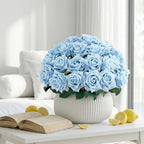 Ttranewsoo 24PCS Blue Artificial Flowers, Realistic Fake Roses with Stems for Blue Floral Arrangements, Party Centerpieces, Events, Bouquets & Home Decor, 16.5 Inch - Image 6
