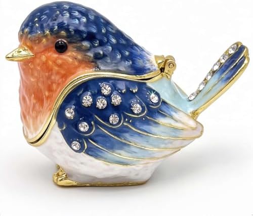 Robin Bird Jewelry Trinket Boxes Hinged Ring Box.Collectible Bird Figurines Home Decor Gifts for Women.Necklace Rings Earrings Organizer. by JWTAstyleHomeDecorGifts