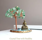 Buddha Statue with Healing Crystal Tree, Tree of Life for Positive Energy. Home Decor Yoga Meditation. Green.(B) - Image 2