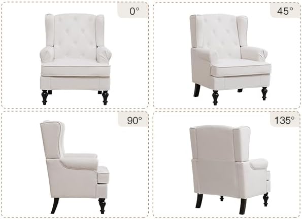 Accent Chair Set of 2, Mid Century Modern Fabric Wingback Chair, Upholstered - Image 9