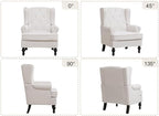 Accent Chair Set of 2, Mid Century Modern Fabric Wingback Chair, Upholstered - Image 9