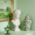 11″ Green Ginger Jar Traditional Peony Temple Jar Home Accent Piece - Image 4
