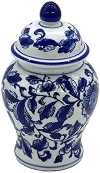 8" Ceramic Ginger Jar w/Lid - Classic Chinese Style Porcelain Jar Tea Storage for Home Decor Decorative Centerpiece Vintage Accent Antique Vase Jingdezhen (Blue & White Flower 2) - Image 5