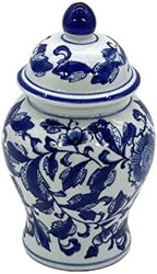 8" Ceramic Ginger Jar w/Lid - Classic Chinese Style Porcelain Jar Tea Storage for Home Decor Decorative Centerpiece Vintage Accent Antique Vase Jingdezhen (Blue & White Flower 2) - Image 5