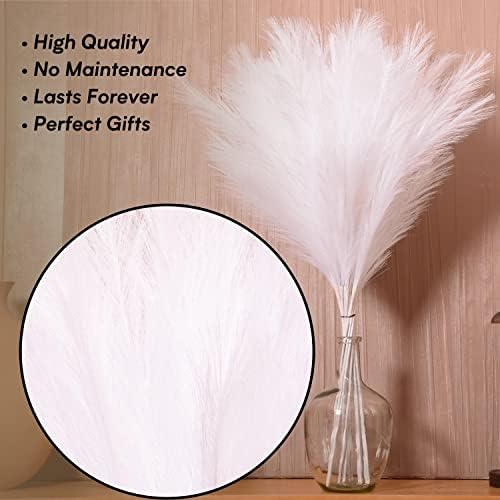 Faux Pampas Grass, 9 PCS 37''/3.1FT Tall Fluffy Fake Pompas Floral, Large Artificial Pompous Grass Branches for Floor Vase Fillers, Boho Farmhouse Room Wedding Decor (White) - Image 5