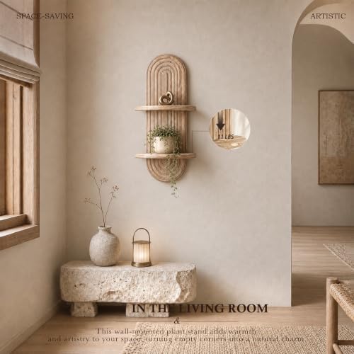 Plant Wall Shelf for Home Decor: Hanging Plant Shelf for Displaying,Natural - Image 3