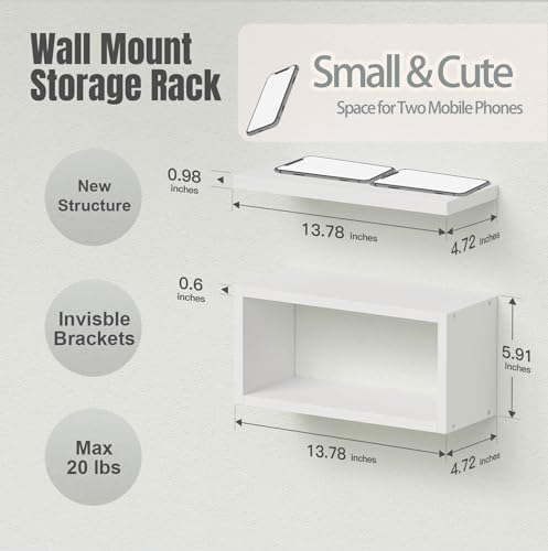 RICHER HOUSE White Floating Shelves Bathroom, Small Wall Shelf Over Toilet - Image 2