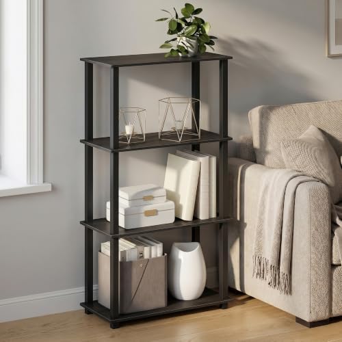 Furinno Turn-S-Tube Toolless 4-Tier Storage Shelves, Black Espresso by Furinno-FitsYourSpaceFitsYourBudget