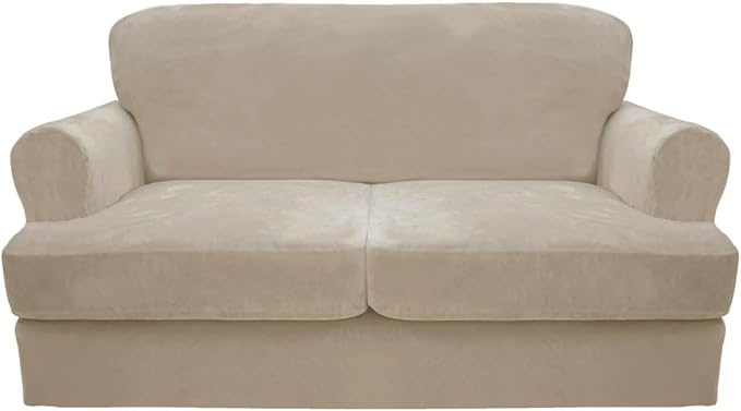 CUCRAF T Cushion Sofa Cover 3 Piece Loveseat Slipcovers, Soft Thick Velvet by CUCRAF