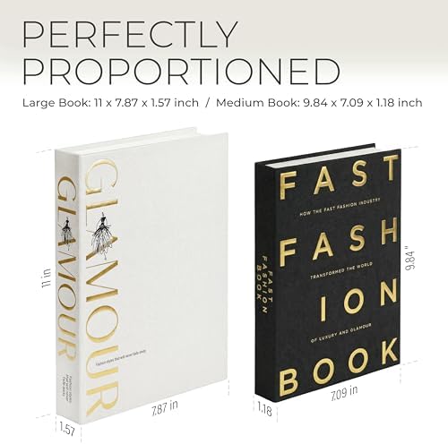 Decorative Books for Home Decor – Black & Ivory Linen Faux Books for Decoration: Aesthetic Fake Book Shelf, Living Room, Mantle, Entryway & Coffee Table Decor – Stack Faux Book Storage Box, Set of 2 - Image 2