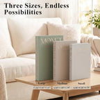 Emibele 3 Pack Fake Linen Book Storage Boxes Modern Home Shelf Table Decor - Image 4