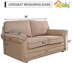 Easy-Going Reversible Couch Cover, 2 Cushion Sofa, Taupe/Ivory | Machine - Image 8