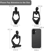 Sandstone Resin Thinker Statue Style Abstract Sculpture, Black, 3pcs - Image 2