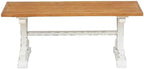 LuxenHome 45" Farmhouse Entry Table, Rustic Bench, Distressed White Coffee Table by LuxenHome