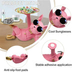 Huhote Resin French Bulldog Tray Statue, Lying Bulldog Candy Dish Key Holder Bowl, French Bulldog Accessories, Statues for Office Desk Home Decor Figurines Entryway Table Decor (Pink) - Image 3
