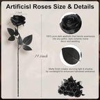 Nubry Artificial Silk Roses, 10pcs Fake Black Roses Bouquet - Image 2