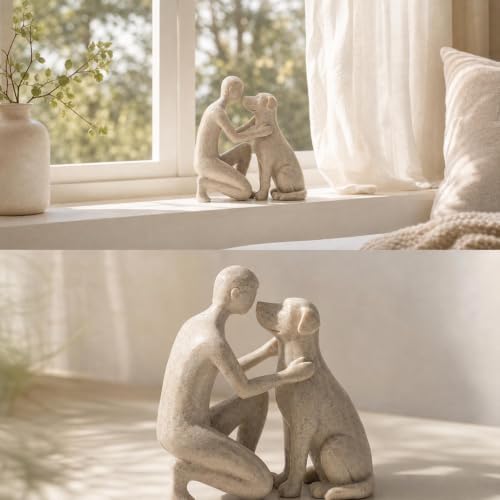 Adjustable Minimalist Dog and Human Resin Sculpture for Home Shelf Decor - Image 6
