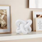 White knot sculpture, three-knot sculpture white home decor accent, suitable for rustic-style coffee table stands, living room TV cabinets, dining tables, entryway shelves, and small decorations. - Image 2