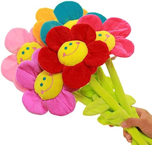 8Pcs Bendable Plush Sunflower Daisy Flowers- Artificial Curtain Tiebacks for Home Wedding Party Decor, Christmas Birthday Graduation Decoration 18 Inch (Vibrant Colors) by Justkeji