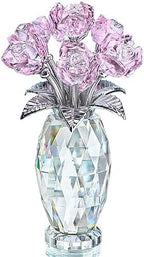 Pink Crystal Glass Rose Figurine Flower Home Table Centerpiece Decor by HDHYALINEDORA