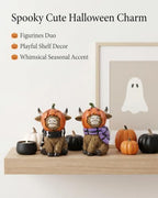 GoGnome Halloween Highland Cow Figurines Set of 2, Cute Pumpkin Head Cow Resin Statues with Scarves & Horn Details Farmhouse Fall Tabletop Decorations (Brown Highland Cow) - Image 2