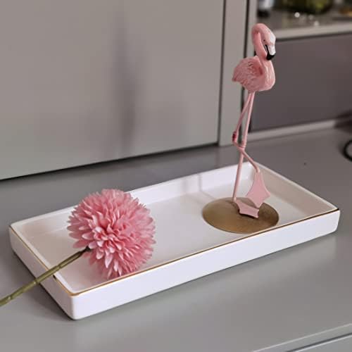 10 x 5 Ceramic Bathroom Tray for Countertop, Decorative Vanity Tray for Dresser Tops, Small Rectangular Trays for Perfume, Candle, Jewelry, Cosmetics (White) - Image 4
