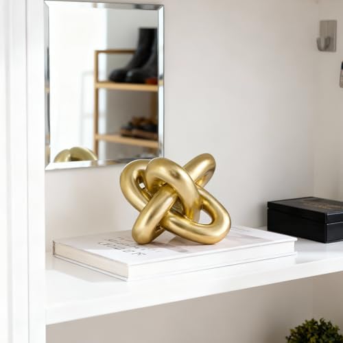 Golden Knot Statue, Three Knot Sculpture Home Decor Accents, Knot Sculptures and Statues for Rustic Coffee Table Living Room Dining Table Entryway Entrance Shelf Small Decorations and Accessories - Image 6