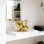 Golden Knot Statue, Three Knot Sculpture Home Decor Accents, Knot Sculptures and Statues for Rustic Coffee Table Living Room Dining Table Entryway Entrance Shelf Small Decorations and Accessories - Image 6