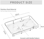 Dobbyby Vanity Tray Makeup Organizer Cosmetics Storage Bathroom Skincare Organizer Countertop Display Rack in Dresser Stainless Steel Shelf Marble Print Ceramic Trays - Image 6