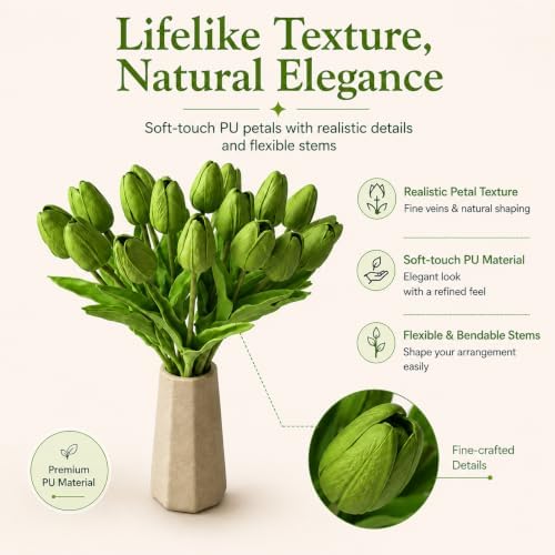 Mandy's 20pcs Artificial Green Tulips - Image 2