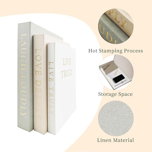 Aesthetic Decorative Books, Set of 3 Linen Faux Books for Decoration - Image 2