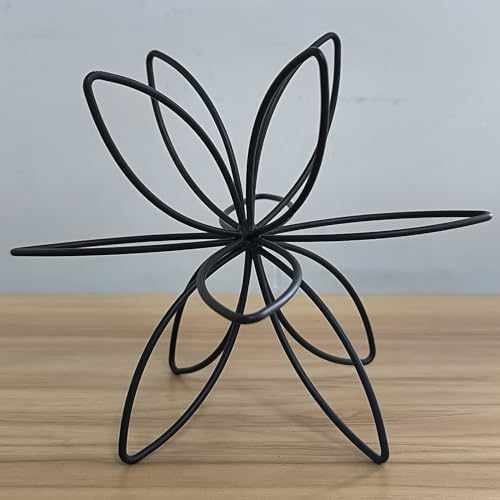 8" Black Sphere Decor, Abstract Tabletop Decorative Ball, Metal Floral Handmade Decorative Sculpture Home Decor Statues - Image 3